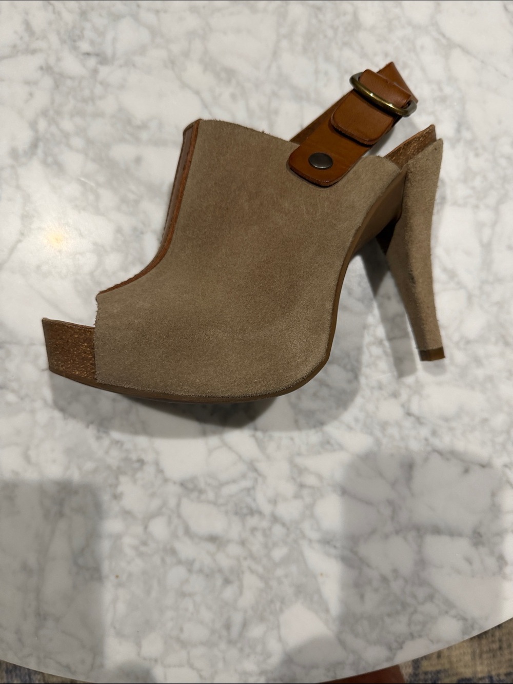 Pedro Garcia Suede Peep Toe Platform Slingback 36